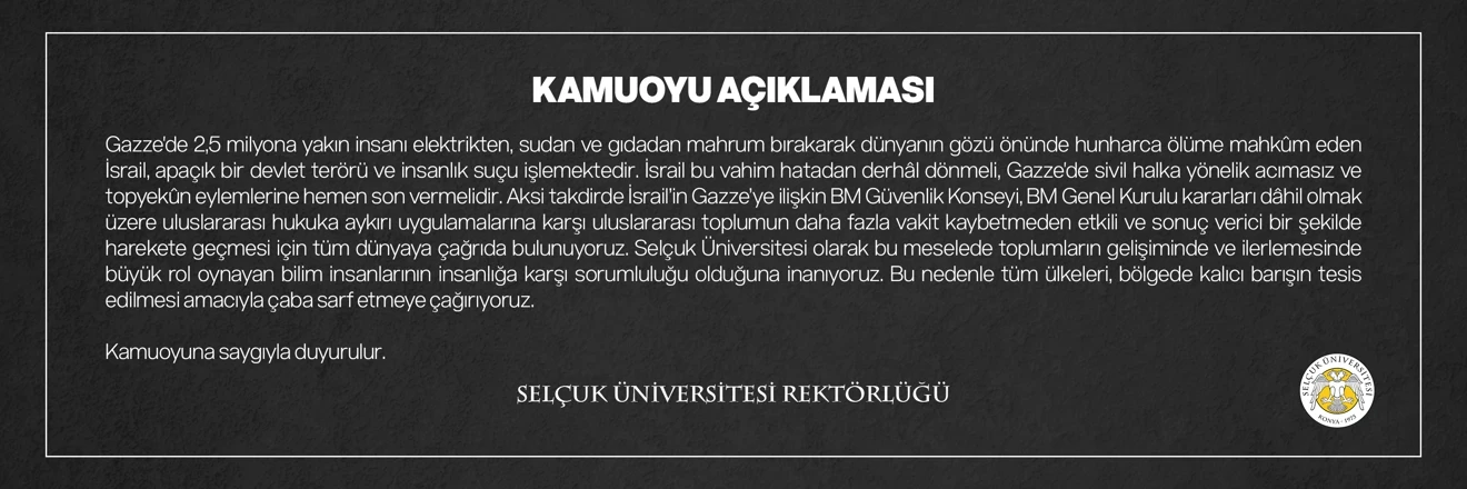 Selçuk Üniversitesi Kamuoyu Açıklaması-Filistin
